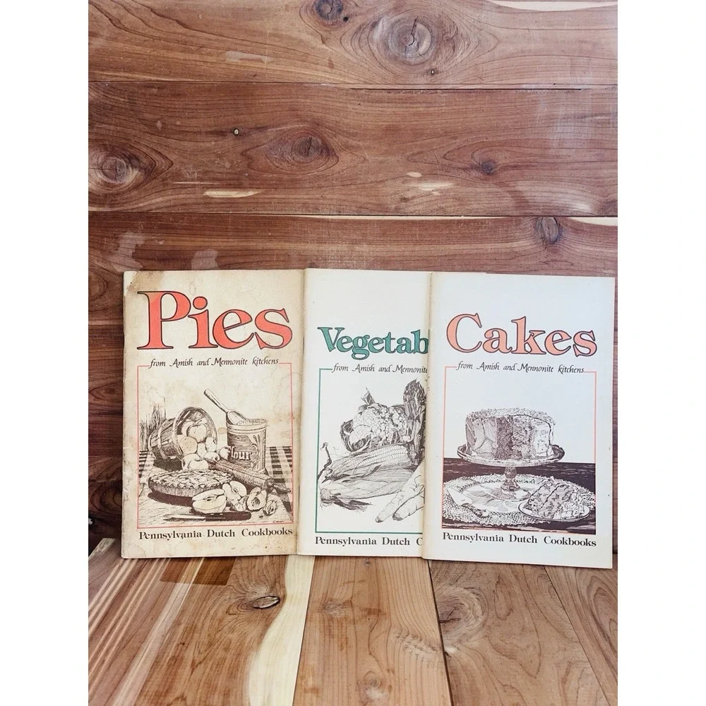 3 VINTAGE PIES, CAKES, BREADS COOKBOOKS AMISH AND MENNONITE KITCHENS PA DUTCH